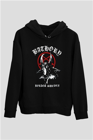 Bathory Siyah Unisex Kapüşonlu Sweatshirt