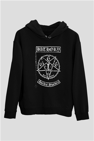 Bathory Siyah Unisex Kapüşonlu Sweatshirt