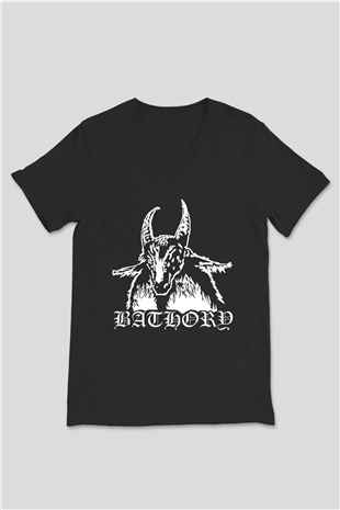 Bathory Siyah Unisex V Yaka Tişört