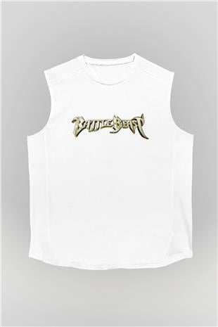 Battle Beast Baskılı Beyaz Unisex Kolsuz Tişört - Tshirt
