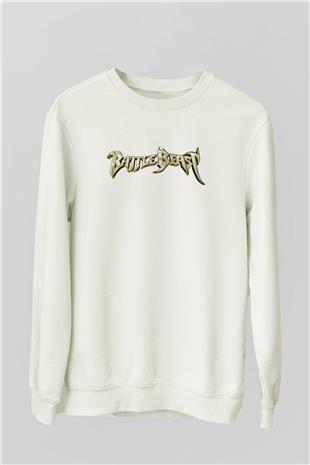 Battle Beast Baskılı Beyaz Unisex Sweatshirt