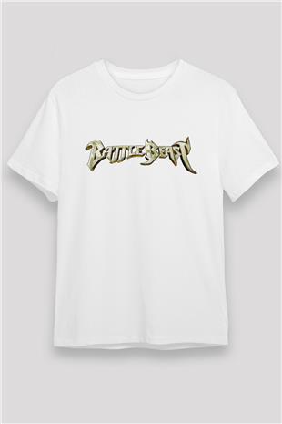 Battle Beast Baskılı Unisex Beyaz Tişört - Tshirt