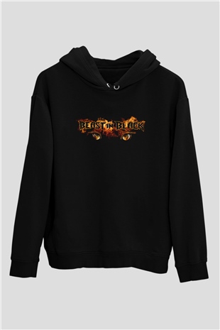 Battle Beast Baskılı Unisex Siyah Kapüşonlu Sweatshirt