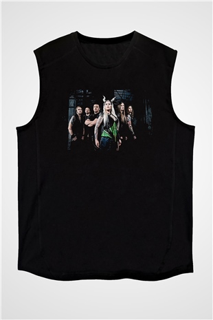 Battle Beast Baskılı Unisex Siyah Kolsuz Tişört - Tshirt