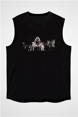 Battle Beast Baskılı Unisex Siyah Kolsuz Tişört - Tshirt