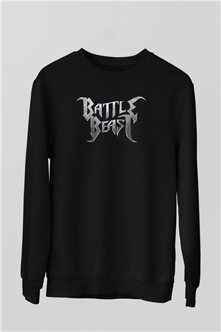 Battle Beast Baskılı Unisex Siyah Sweatshirt