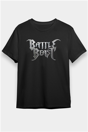 Battle Beast Baskılı Unisex Siyah Tişört - Tshirt