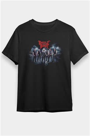 Battle Beast Baskılı Unisex Siyah Tişört - Tshirt
