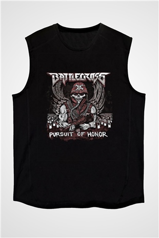 Battlecross Baskılı Unisex Siyah Kolsuz Tişört