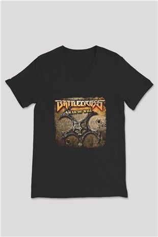 Battlecross Baskılı Unisex Siyah V Yaka Tişört
