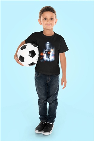 Battlefield Baskılı Siyah Unisex Çocuk Tişört