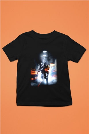 Battlefield Baskılı Siyah Unisex Çocuk Tişört