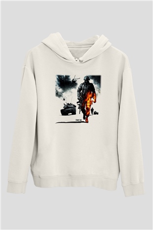 Battlefield Beyaz Unisex Hoodie