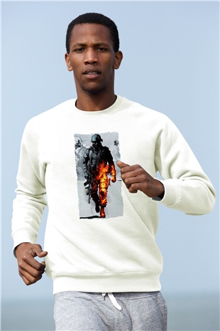 Battlefield Beyaz Unisex Sweatshirt