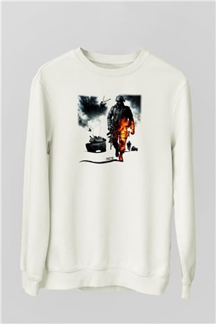 Battlefield Beyaz Unisex Sweatshirt