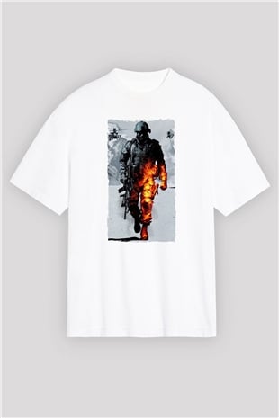 Battlefield Beyaz Oversize Tişört Oversize T-shirt