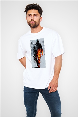 Battlefield Beyaz Oversize Tişört Oversize T-shirt