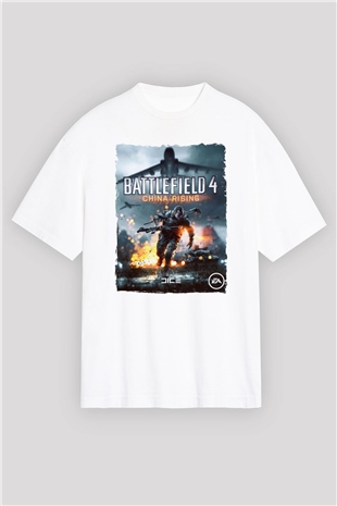 Battlefield Beyaz Oversize Tişört Oversize T-shirt