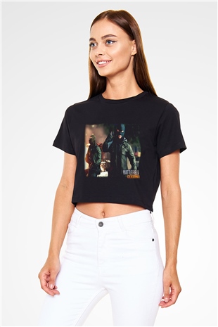Battlefield Siyah Crop Top Tişört