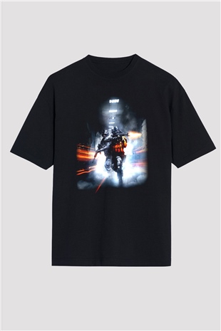 Battlefield Siyah Unisex Oversize Tişört T-Shirt
