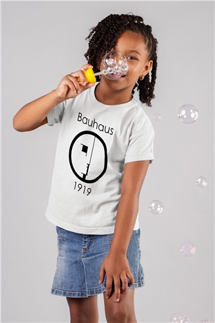 Bauhaus Baskılı Beyaz Unisex Çocuk Tişört