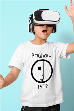Bauhaus Baskılı Beyaz Unisex Çocuk Tişört