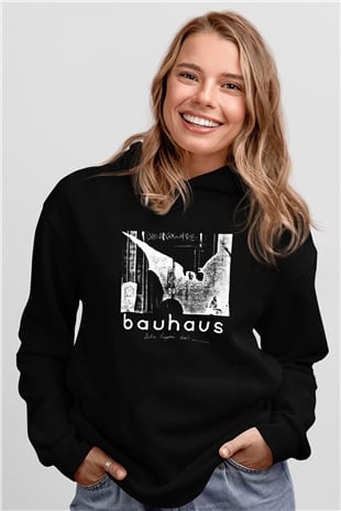 Bauhaus Baskılı Unisex Siyah Hoodie