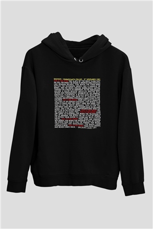 Bauhaus Baskılı Unisex Siyah Hoodie