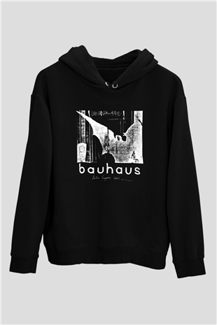 Bauhaus Baskılı Unisex Siyah Hoodie