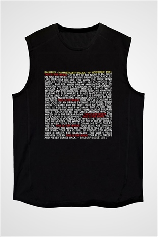 Bauhaus Baskılı Unisex Siyah Kolsuz Tişört