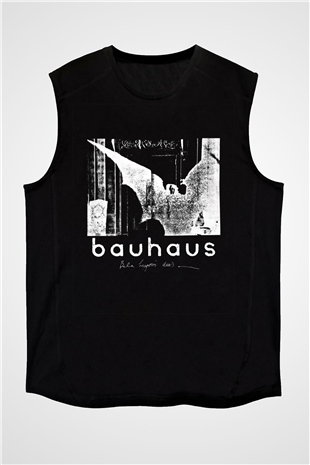 Bauhaus Baskılı Unisex Siyah Kolsuz Tişört