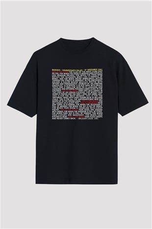 Bauhaus Baskılı Unisex Siyah Oversize Tişört
