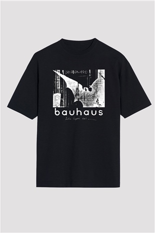 Bauhaus Baskılı Unisex Siyah Oversize Tişört
