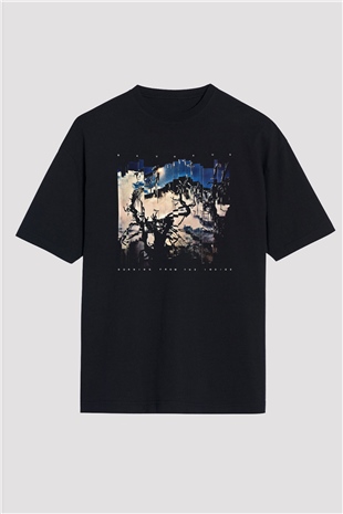 Bauhaus Baskılı Unisex Siyah Oversize Tişört