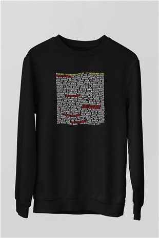 Bauhaus Baskılı Unisex Siyah Sweatshirt