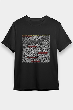 Bauhaus Baskılı Unisex Siyah Tişört