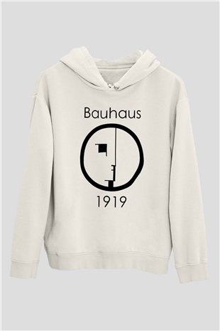 Bauhaus Beyaz Unisex Kapşonlu Sweatshirt