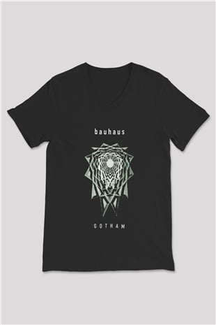 Bauhaus Siyah Unisex V Yaka Tişört T-Shirt