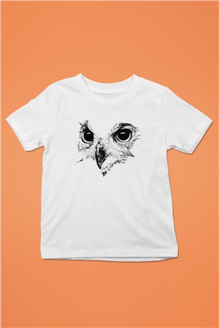 Baykuş Baskılı Beyaz Unisex Çocuk Tişört