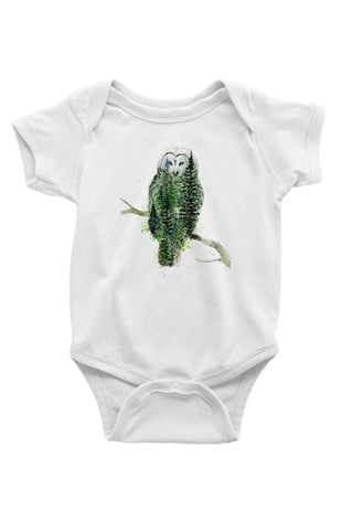 Baykuş Beyaz Bebek Body - Zıbın