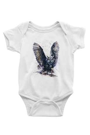 Baykuş Beyaz Bebek Body - Zıbın