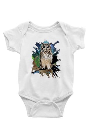 Baykuş Beyaz Bebek Body - Zıbın