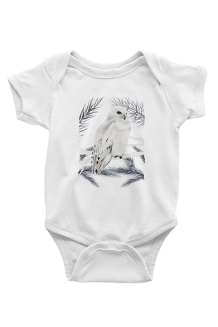 Baykuş Beyaz Bebek Body - Zıbın