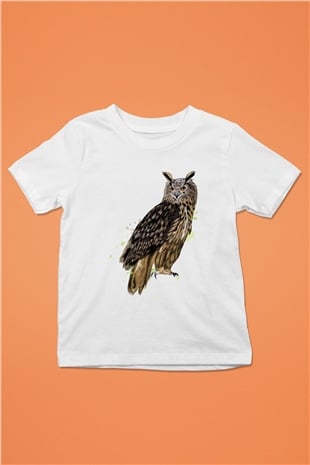 Baykuş Beyaz Unisex Çocuk Tişört