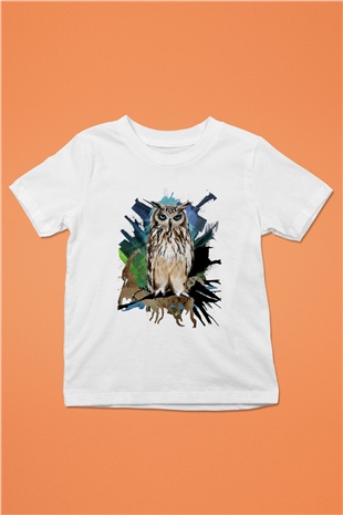 Baykuş Beyaz Unisex Çocuk Tişört