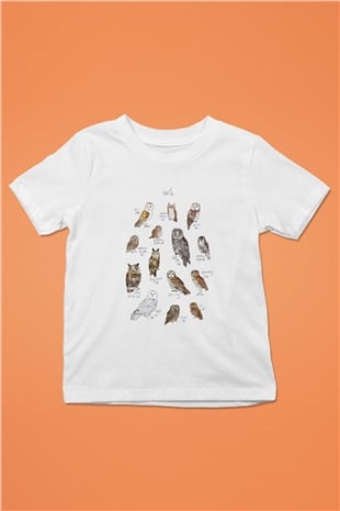 Baykuş Beyaz Unisex Çocuk Tişört