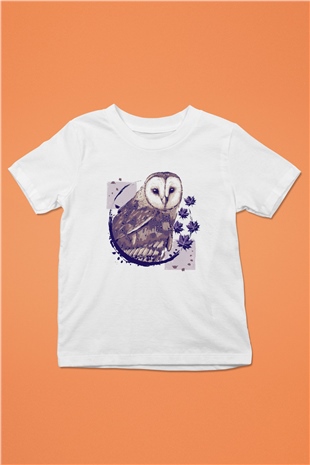 Baykuş Beyaz Unisex Çocuk Tişört