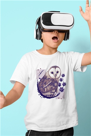 Baykuş Beyaz Unisex Çocuk Tişört