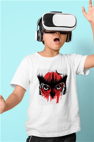 Baykuş Beyaz Unisex Çocuk Tişört