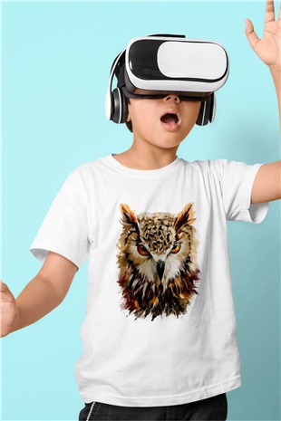 Baykuş Beyaz Unisex Çocuk Tişört